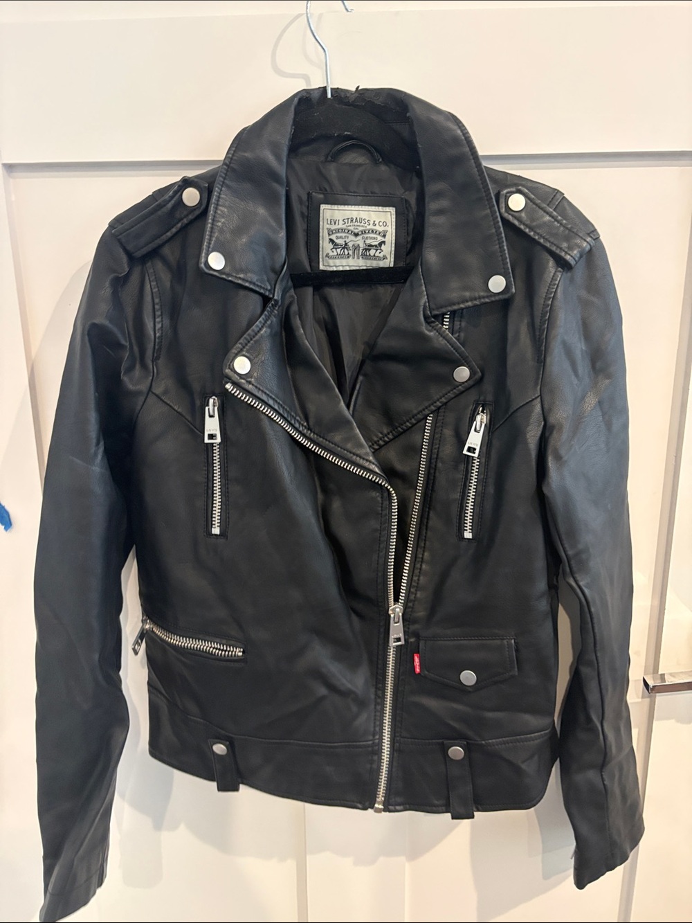 Levi's Women's Black  Biker Jacket with Silver Hardware